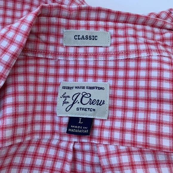 Secret Wash Shirting J. Crew Classic Red/White Button Long Sleeve Men’s Shirt - Picture 9 of 13